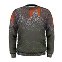 Sun Line Lighs Nets Green Orange Geometric Mountains Men s Sweatshirt