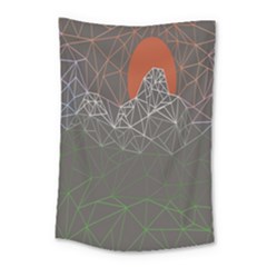 Sun Line Lighs Nets Green Orange Geometric Mountains Small Tapestry by Alisyart