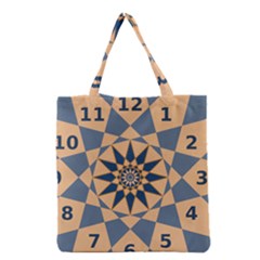 Stellated Regular Dodecagons Center Clock Face Number Star Grocery Tote Bag by Alisyart