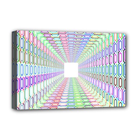 Tunnel With Bright Colors Rainbow Plaid Love Heart Triangle Deluxe Canvas 18  X 12  