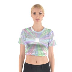 Tunnel With Bright Colors Rainbow Plaid Love Heart Triangle Cotton Crop Top