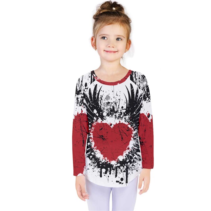 Wings Of Heart Illustration Kids  Long Sleeve Tee