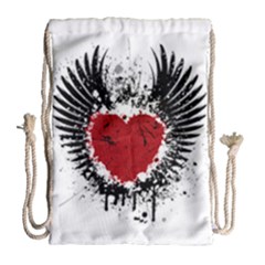 Wings Of Heart Illustration Drawstring Bag (large) by TastefulDesigns