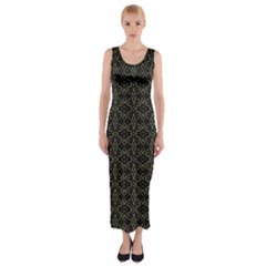 Dark Interlace Tribal  Fitted Maxi Dress by dflcprintsclothing