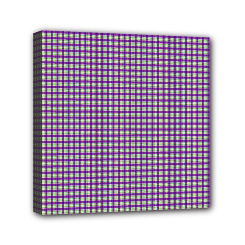 Mardi Gras Purple Plaid Mini Canvas 6  X 6  by PhotoNOLA