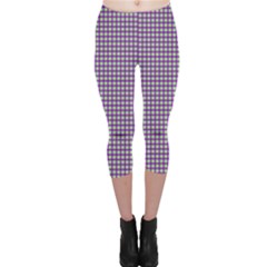 Mardi Gras Purple Plaid Capri Leggings  by PhotoNOLA