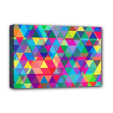 Colorful Abstract Triangle Shapes Background Deluxe Canvas 18  X 12   by TastefulDesigns