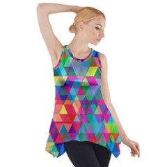 Colorful Abstract Triangle Shapes Background Side Drop Tank Tunic by TastefulDesigns