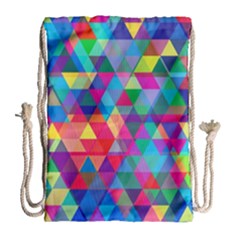 Colorful Abstract Triangle Shapes Background Drawstring Bag (large) by TastefulDesigns
