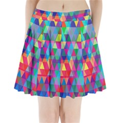 Colorful Abstract Triangle Shapes Background Pleated Mini Skirt by TastefulDesigns