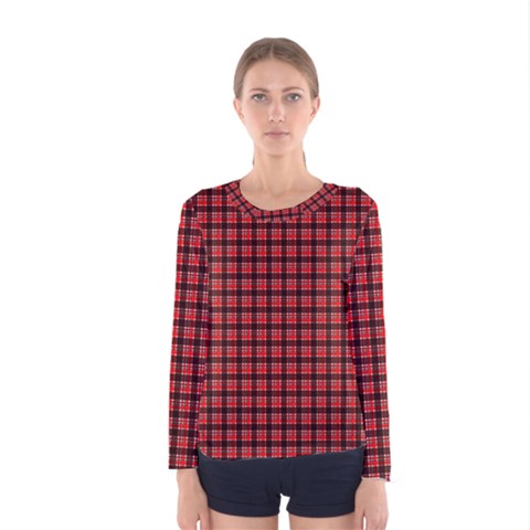 Red Plaid Women s Long Sleeve Tee by PhotoNOLA