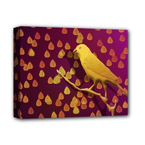 Bird Design Wall Golden Color Deluxe Canvas 14  X 11  by Simbadda