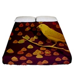 Bird Design Wall Golden Color Fitted Sheet (california King Size) by Simbadda