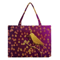 Bird Design Wall Golden Color Medium Tote Bag by Simbadda