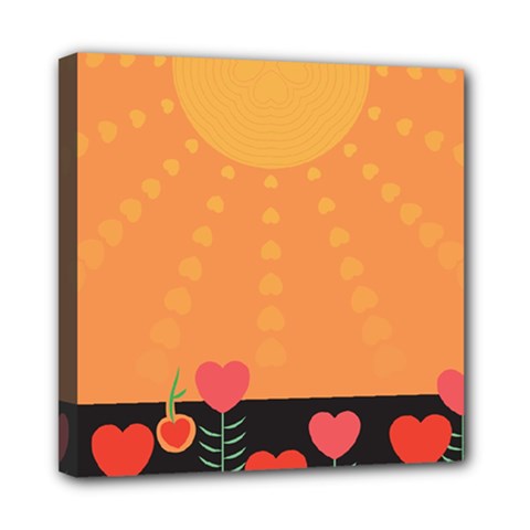 Love Heart Valentine Sun Flowers Mini Canvas 8  X 8  by Simbadda