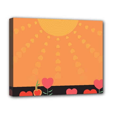 Love Heart Valentine Sun Flowers Deluxe Canvas 20  X 16   by Simbadda