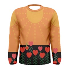 Love Heart Valentine Sun Flowers Men s Long Sleeve Tee by Simbadda