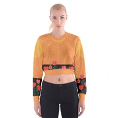 Love Heart Valentine Sun Flowers Women s Cropped Sweatshirt by Simbadda