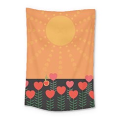 Love Heart Valentine Sun Flowers Small Tapestry by Simbadda