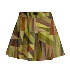 Earth Tones Geometric Shapes Unique Mini Flare Skirt by Simbadda