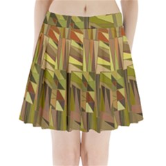 Earth Tones Geometric Shapes Unique Pleated Mini Skirt by Simbadda