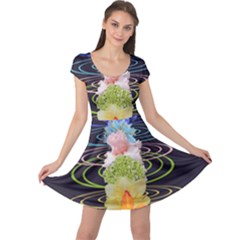 Chakra Spiritual Flower Energy Cap Sleeve Dresses