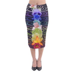 Chakra Spiritual Flower Energy Midi Pencil Skirt