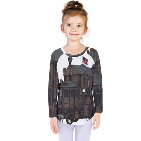 Steampunk Lock Fantasy Home Kids  Long Sleeve Tee by Simbadda