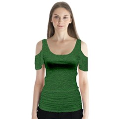 Texture Green Rush Easter Butterfly Sleeve Cutout Tee 