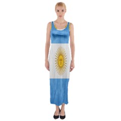 Argentina Texture Background Fitted Maxi Dress