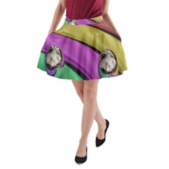 Balloons Colorful Rainbow Metal A-line Pocket Skirt by Simbadda