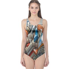 Abstraction Imagination City District Building Graffiti One Piece Swimsuit