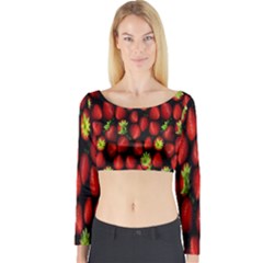 Berry Strawberry Many Long Sleeve Crop Top by Simbadda