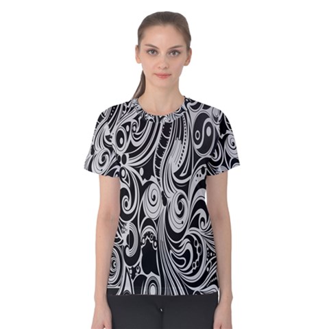 Black White Pattern Shape Patterns Women s Cotton Tee by Simbadda