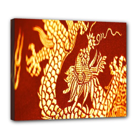 Fabric Pattern Dragon Embroidery Texture Deluxe Canvas 24  X 20  