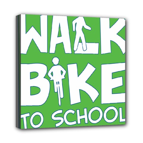 Bicycle Walk Bike School Sign Green Blue Mini Canvas 8  X 8 