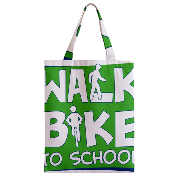 Bicycle Walk Bike School Sign Green Blue Zipper Classic Tote Bag