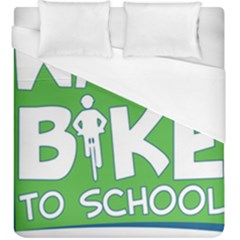 Bicycle Walk Bike School Sign Green Blue Duvet Cover (king Size) by Alisyart