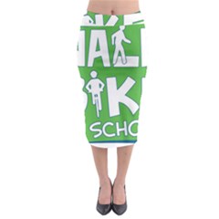 Bicycle Walk Bike School Sign Green Blue Midi Pencil Skirt by Alisyart