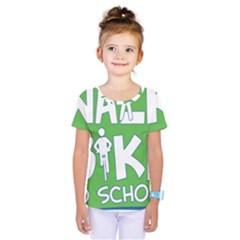 Bicycle Walk Bike School Sign Green Blue Kids  One Piece Tee