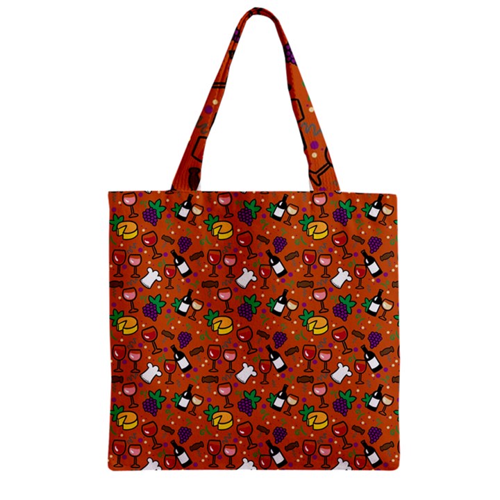 Wine Cheede Fruit Purple Yellow Orange Zipper Grocery Tote Bag