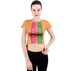 Brian Pink Green Orange Smart Crew Neck Crop Top