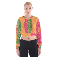 Brian Pink Green Orange Smart Women s Cropped Sweatshirt