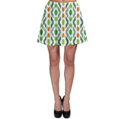 Chevron Wave Green Orange Skater Skirt