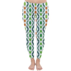 Chevron Wave Green Orange Classic Winter Leggings