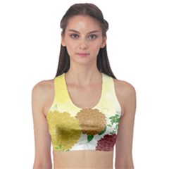 Abstract Flowers Sunflower Gold Red Brown Green Floral Leaf Frame Sports Bra by Alisyart