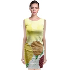 Abstract Flowers Sunflower Gold Red Brown Green Floral Leaf Frame Classic Sleeveless Midi Dress