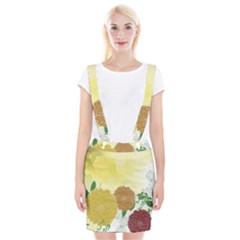 Abstract Flowers Sunflower Gold Red Brown Green Floral Leaf Frame Suspender Skirt by Alisyart