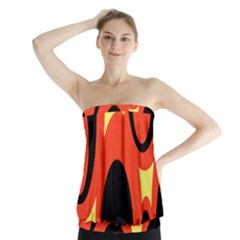 Circle Eye Black Red Yellow Strapless Top