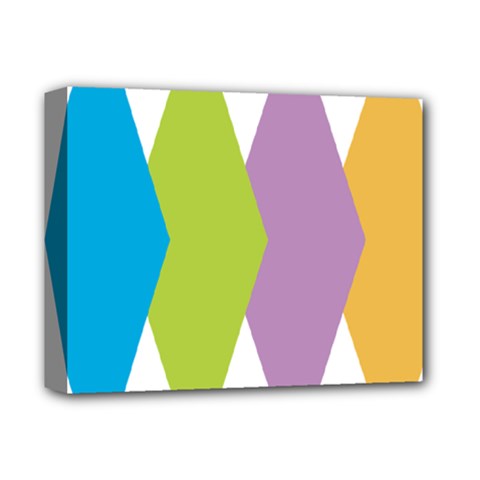 Chevron Wave Triangle Plaid Blue Green Purple Orange Rainbow Deluxe Canvas 14  X 11 